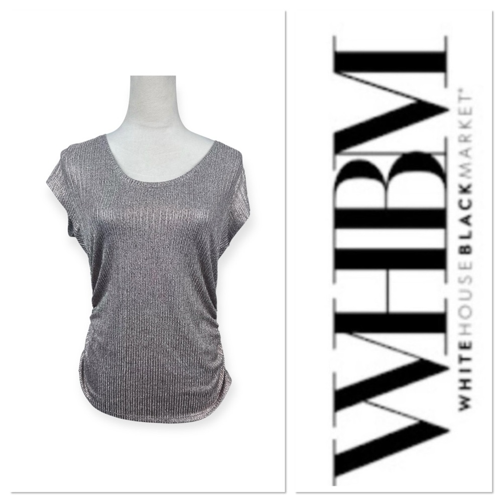 White House Black Market ribbed gold foil top size medium